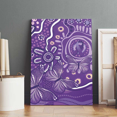 Australia Lupus Awareness Indigenous Canvas Wall Art Purple Ribbon Aboriginal Butterflies