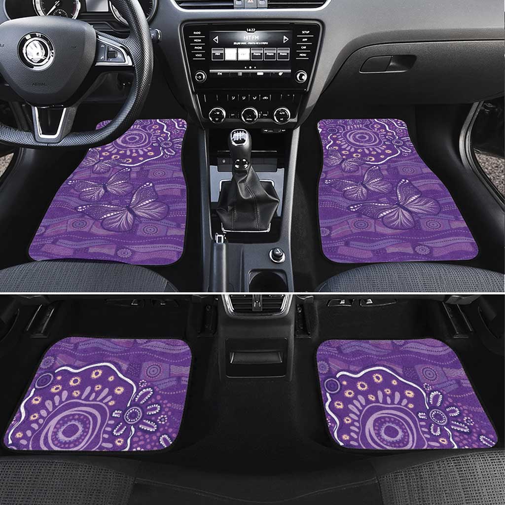 Australia Lupus Awareness Indigenous Car Mats Purple Ribbon Aboriginal Butterflies