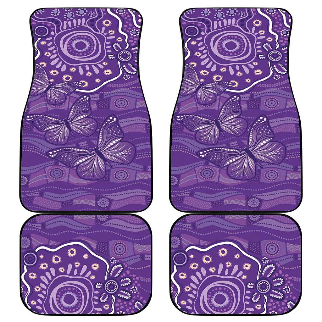 Australia Lupus Awareness Indigenous Car Mats Purple Ribbon Aboriginal Butterflies