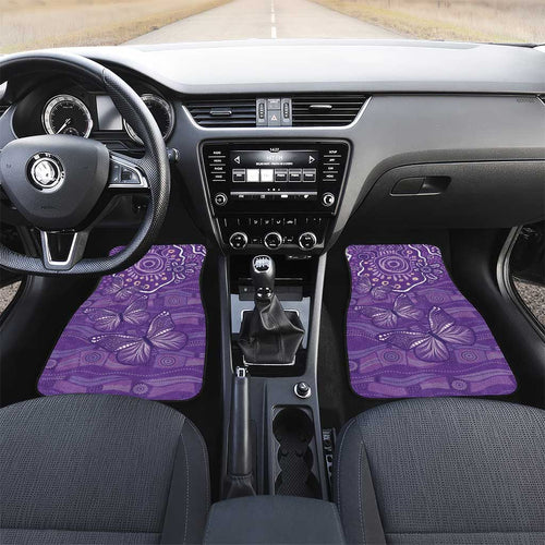 Australia Lupus Awareness Indigenous Car Mats Purple Ribbon Aboriginal Butterflies