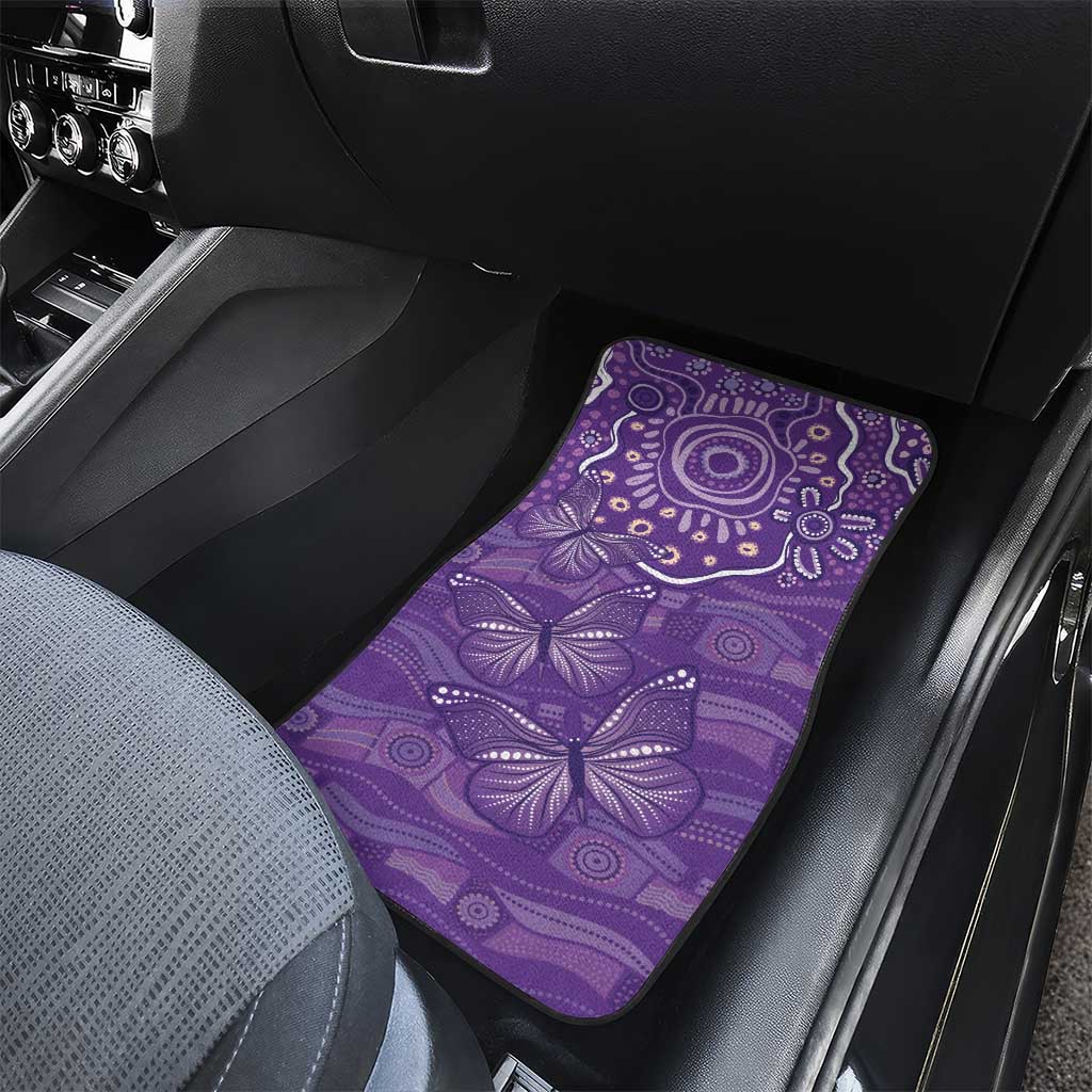 Australia Lupus Awareness Indigenous Car Mats Purple Ribbon Aboriginal Butterflies