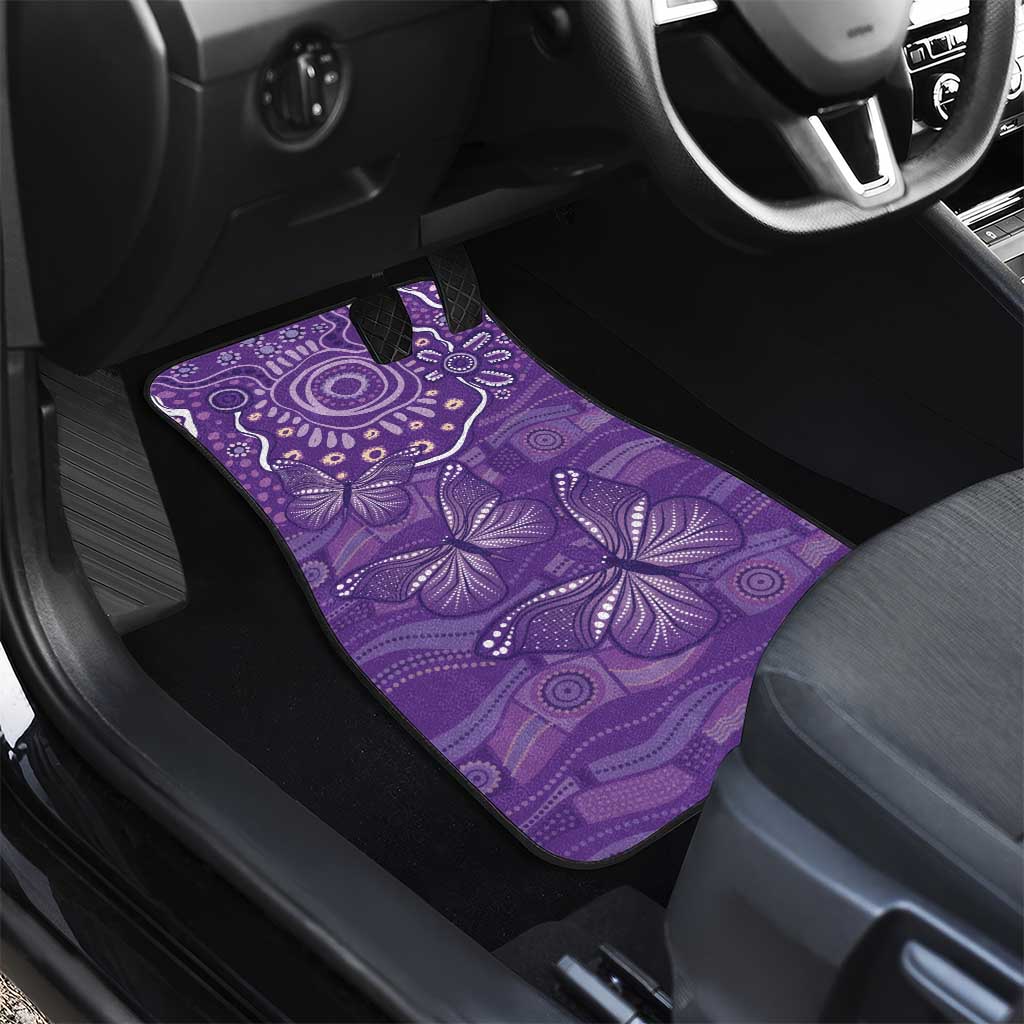 Australia Lupus Awareness Indigenous Car Mats Purple Ribbon Aboriginal Butterflies