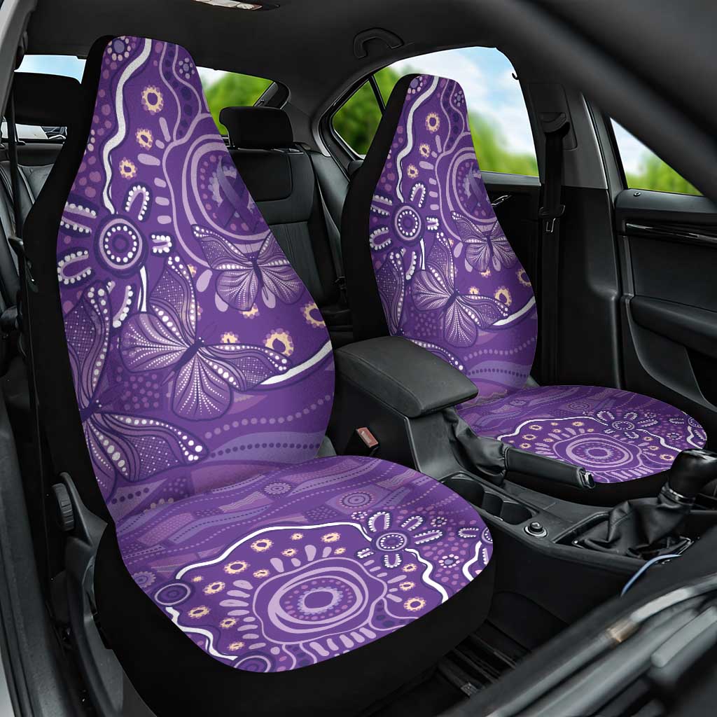 Australia Lupus Awareness Indigenous Car Seat Cover Purple Ribbon Aboriginal Butterflies