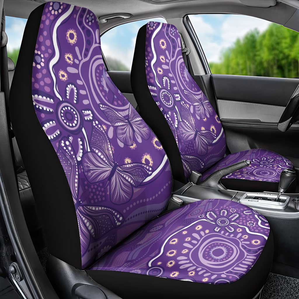 Australia Lupus Awareness Indigenous Car Seat Cover Purple Ribbon Aboriginal Butterflies