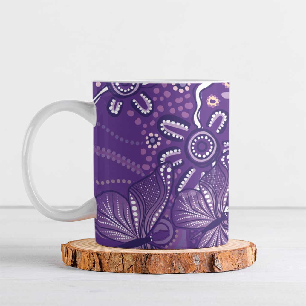 Australia Lupus Awareness Indigenous Ceramic Mug Purple Ribbon Aboriginal Butterflies