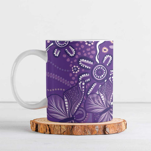 Australia Lupus Awareness Indigenous Ceramic Mug Purple Ribbon Aboriginal Butterflies