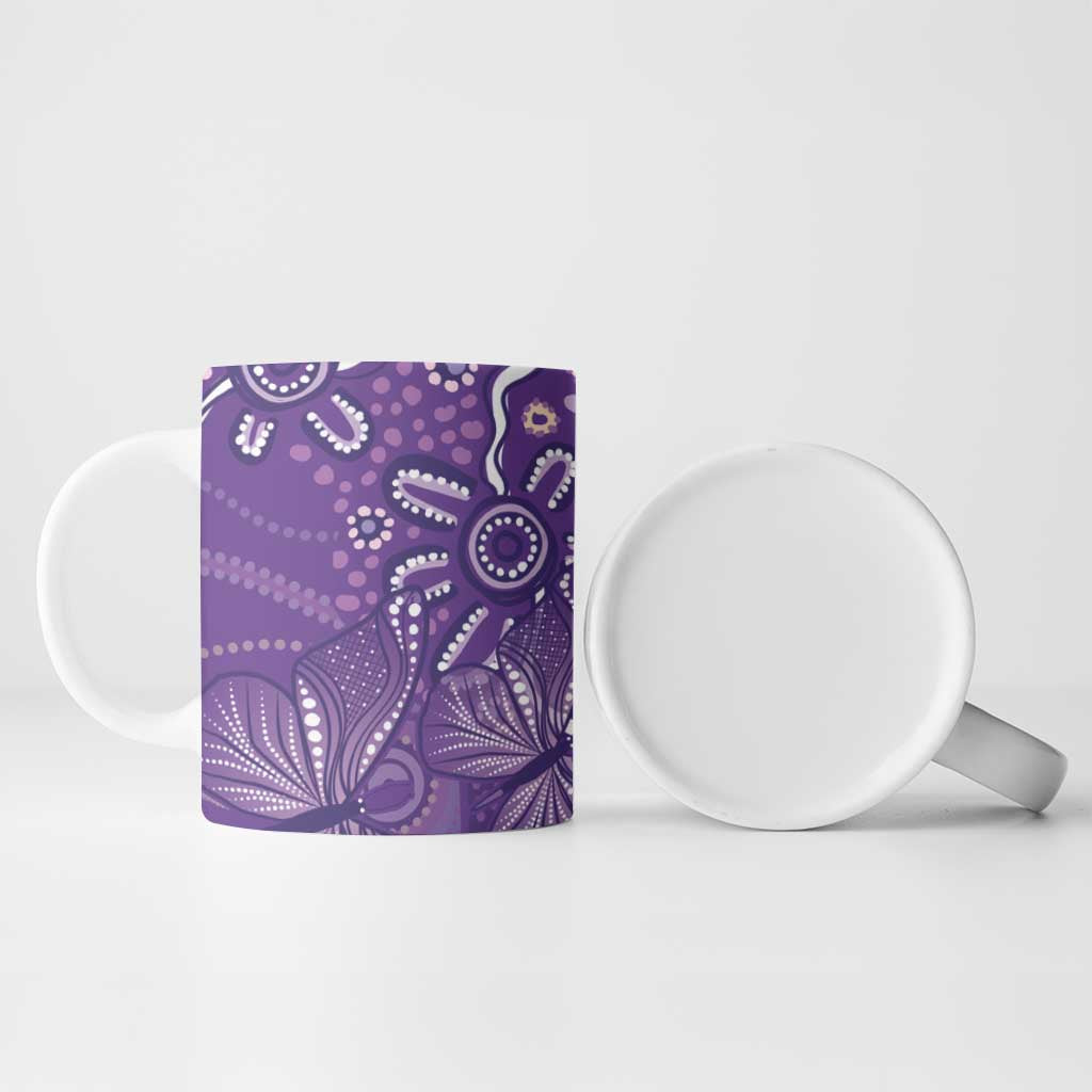 Australia Lupus Awareness Indigenous Ceramic Mug Purple Ribbon Aboriginal Butterflies