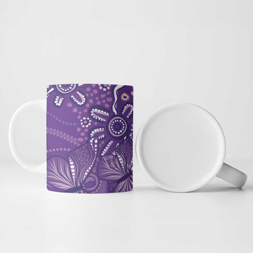 Australia Lupus Awareness Indigenous Ceramic Mug Purple Ribbon Aboriginal Butterflies
