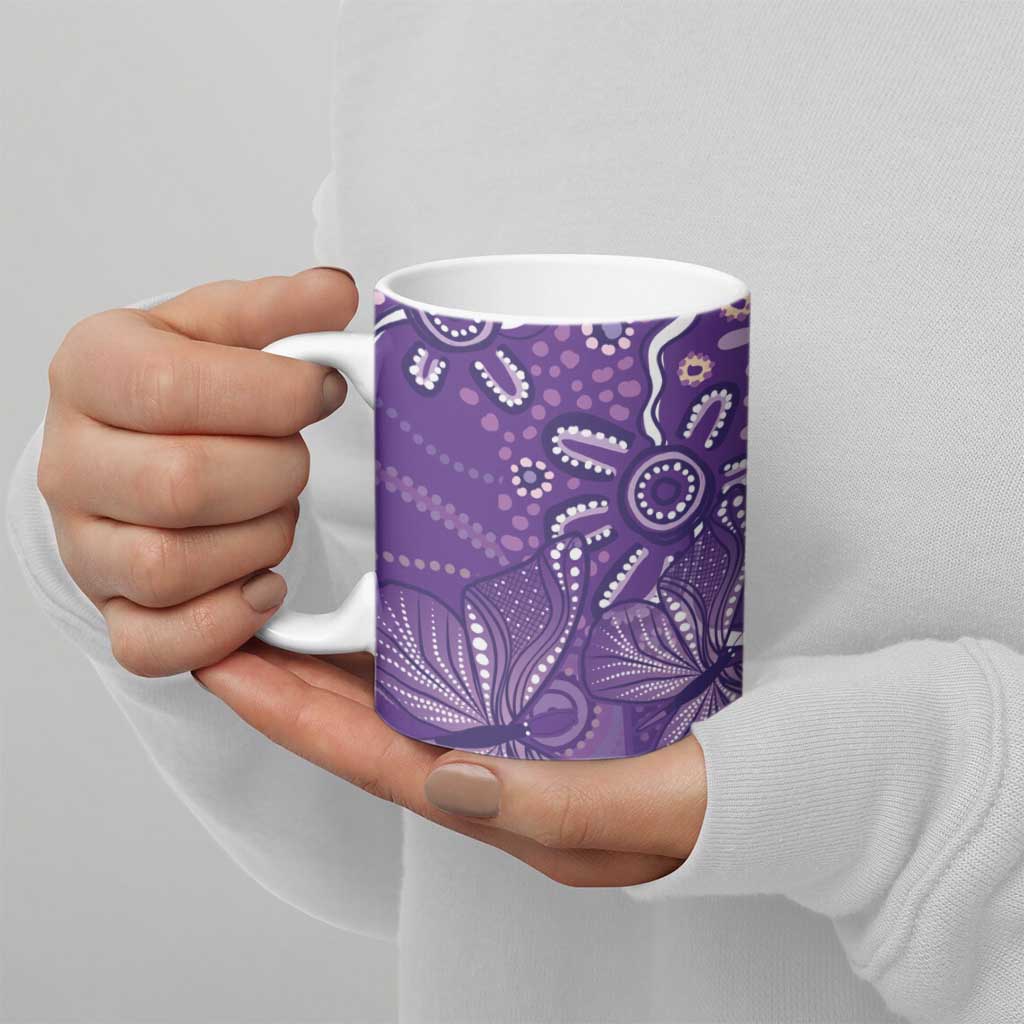 Australia Lupus Awareness Indigenous Ceramic Mug Purple Ribbon Aboriginal Butterflies