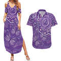 Australia Lupus Awareness Indigenous Couples Matching Summer Maxi Dress and Hawaiian Shirt Purple Ribbon Aboriginal Butterflies