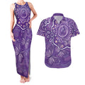 Australia Lupus Awareness Indigenous Couples Matching Tank Maxi Dress and Hawaiian Shirt Purple Ribbon Aboriginal Butterflies