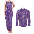 Australia Lupus Awareness Indigenous Couples Matching Tank Maxi Dress and Long Sleeve Button Shirt Purple Ribbon Aboriginal Butterflies