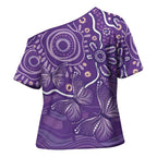 Australia Lupus Awareness Indigenous Cross Shoulder Shirt Purple Ribbon Aboriginal Butterflies