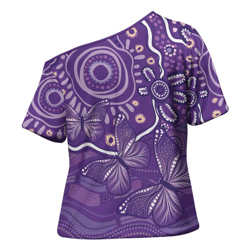 Australia Lupus Awareness Indigenous Cross Shoulder Shirt Purple Ribbon Aboriginal Butterflies