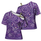Australia Lupus Awareness Indigenous Cross Shoulder Shirt Purple Ribbon Aboriginal Butterflies