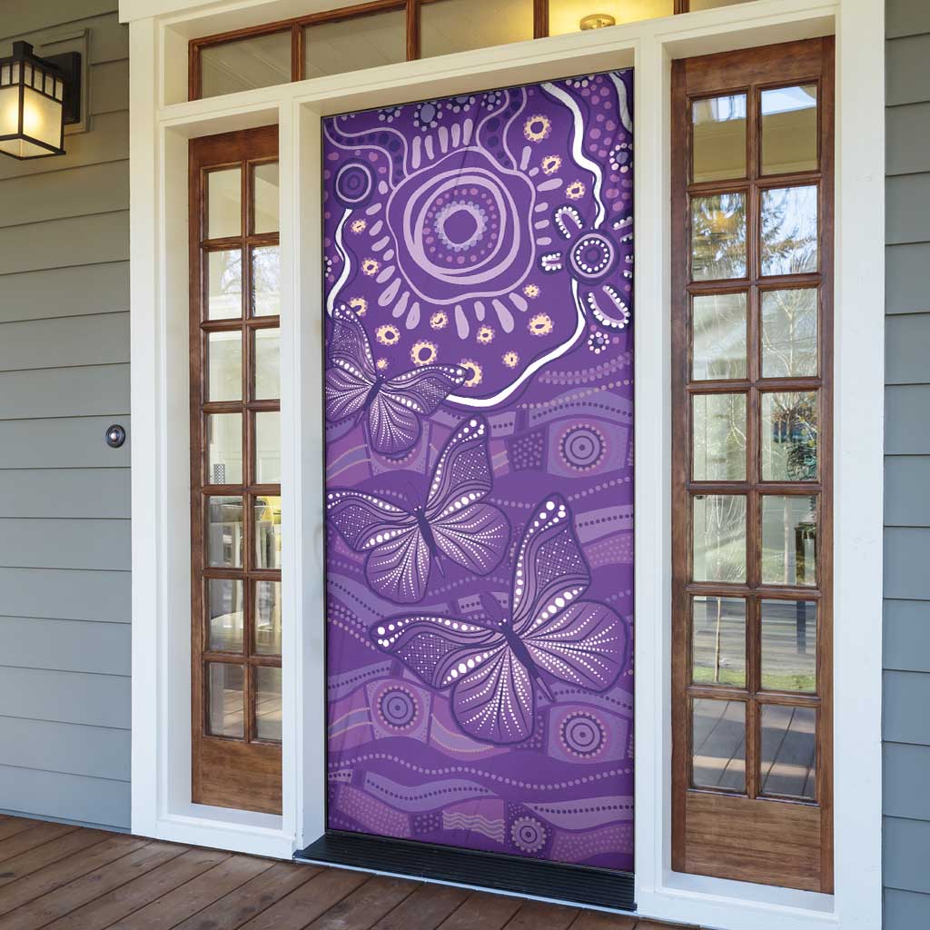 Australia Lupus Awareness Indigenous Door Cover Purple Ribbon Aboriginal Butterflies