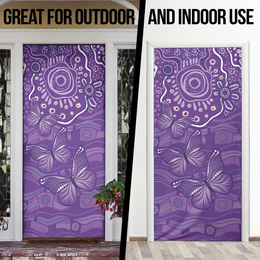 Australia Lupus Awareness Indigenous Door Cover Purple Ribbon Aboriginal Butterflies