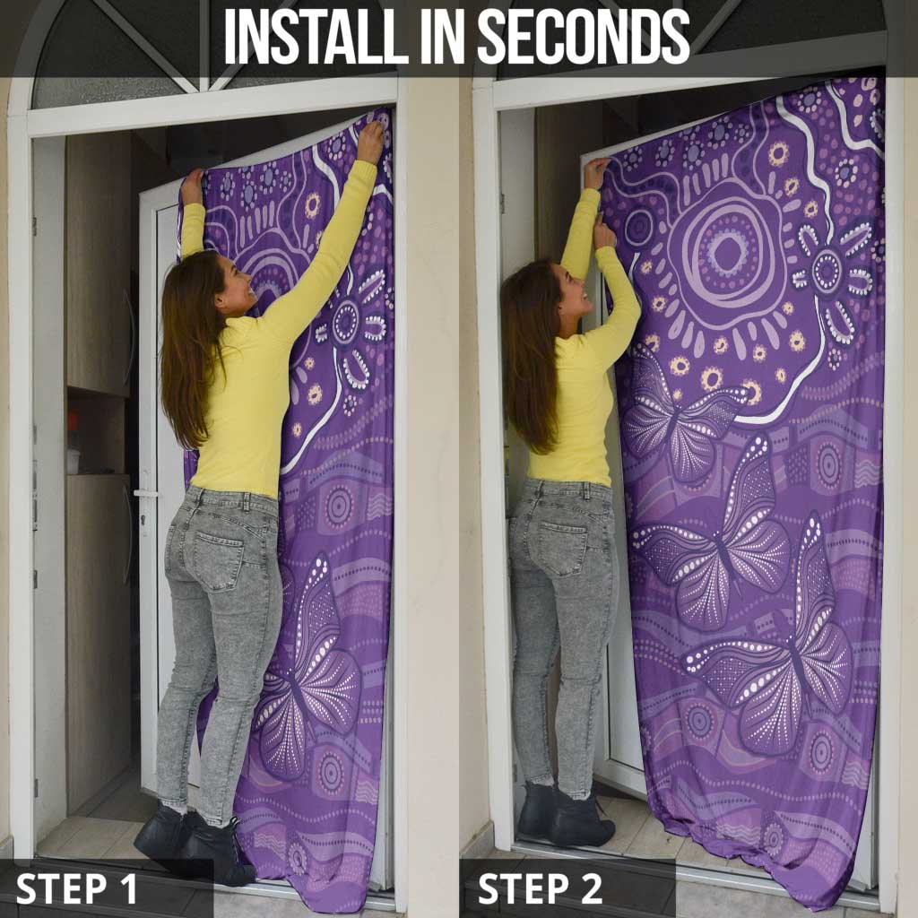 Australia Lupus Awareness Indigenous Door Cover Purple Ribbon Aboriginal Butterflies