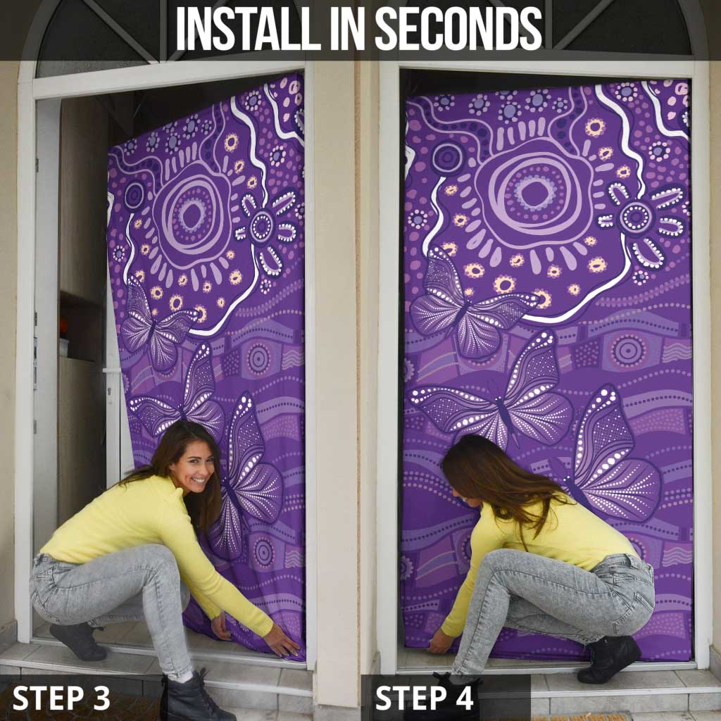 Australia Lupus Awareness Indigenous Door Cover Purple Ribbon Aboriginal Butterflies