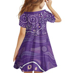 Australia Lupus Awareness Indigenous Family Matching Long Sleeve Bodycon Dress and Hawaiian Shirt Purple Ribbon Aboriginal Butterflies