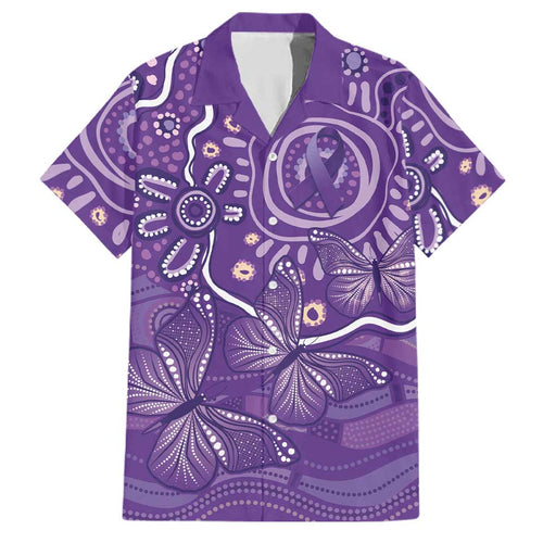 Australia Lupus Awareness Indigenous Family Matching Mermaid Dress and Hawaiian Shirt Purple Ribbon Aboriginal Butterflies