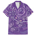 Australia Lupus Awareness Indigenous Family Matching Short Sleeve Bodycon Dress and Hawaiian Shirt Purple Ribbon Aboriginal Butterflies
