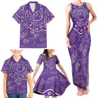 Australia Lupus Awareness Indigenous Family Matching Tank Maxi Dress and Hawaiian Shirt Purple Ribbon Aboriginal Butterflies