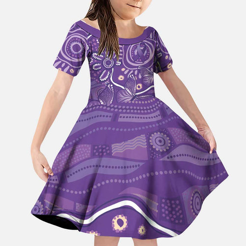 Australia Lupus Awareness Indigenous Family Matching Tank Maxi Dress and Hawaiian Shirt Purple Ribbon Aboriginal Butterflies