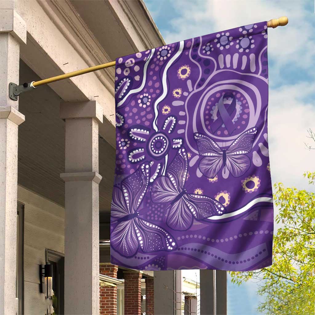 Australia Lupus Awareness Indigenous Garden Flag Purple Ribbon Aboriginal Butterflies