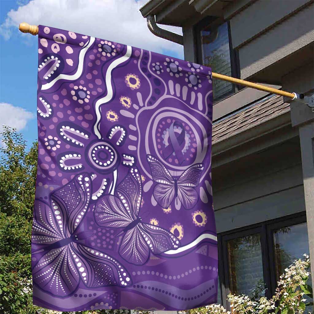 Australia Lupus Awareness Indigenous Garden Flag Purple Ribbon Aboriginal Butterflies
