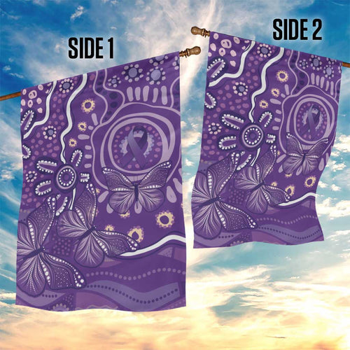 Australia Lupus Awareness Indigenous Garden Flag Purple Ribbon Aboriginal Butterflies