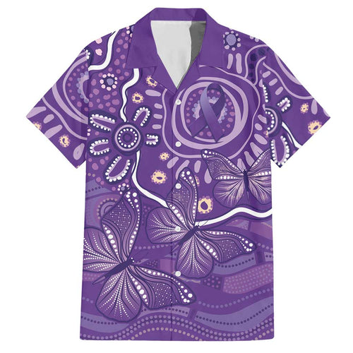 Australia Lupus Awareness Indigenous Hawaiian Shirt Purple Ribbon Aboriginal Butterflies