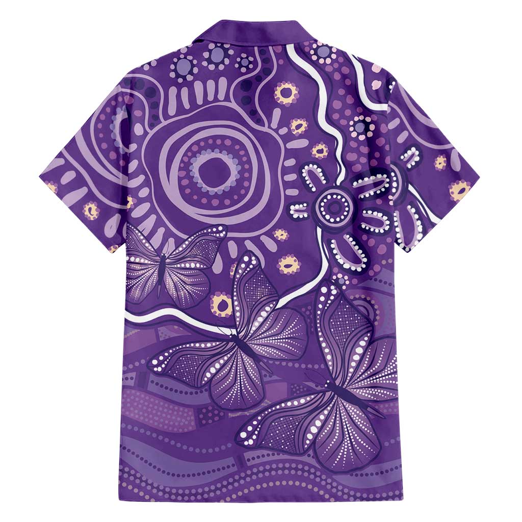 Australia Lupus Awareness Indigenous Hawaiian Shirt Purple Ribbon Aboriginal Butterflies