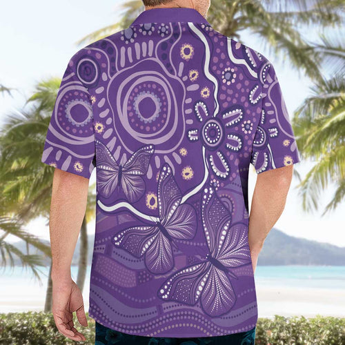 Australia Lupus Awareness Indigenous Hawaiian Shirt Purple Ribbon Aboriginal Butterflies