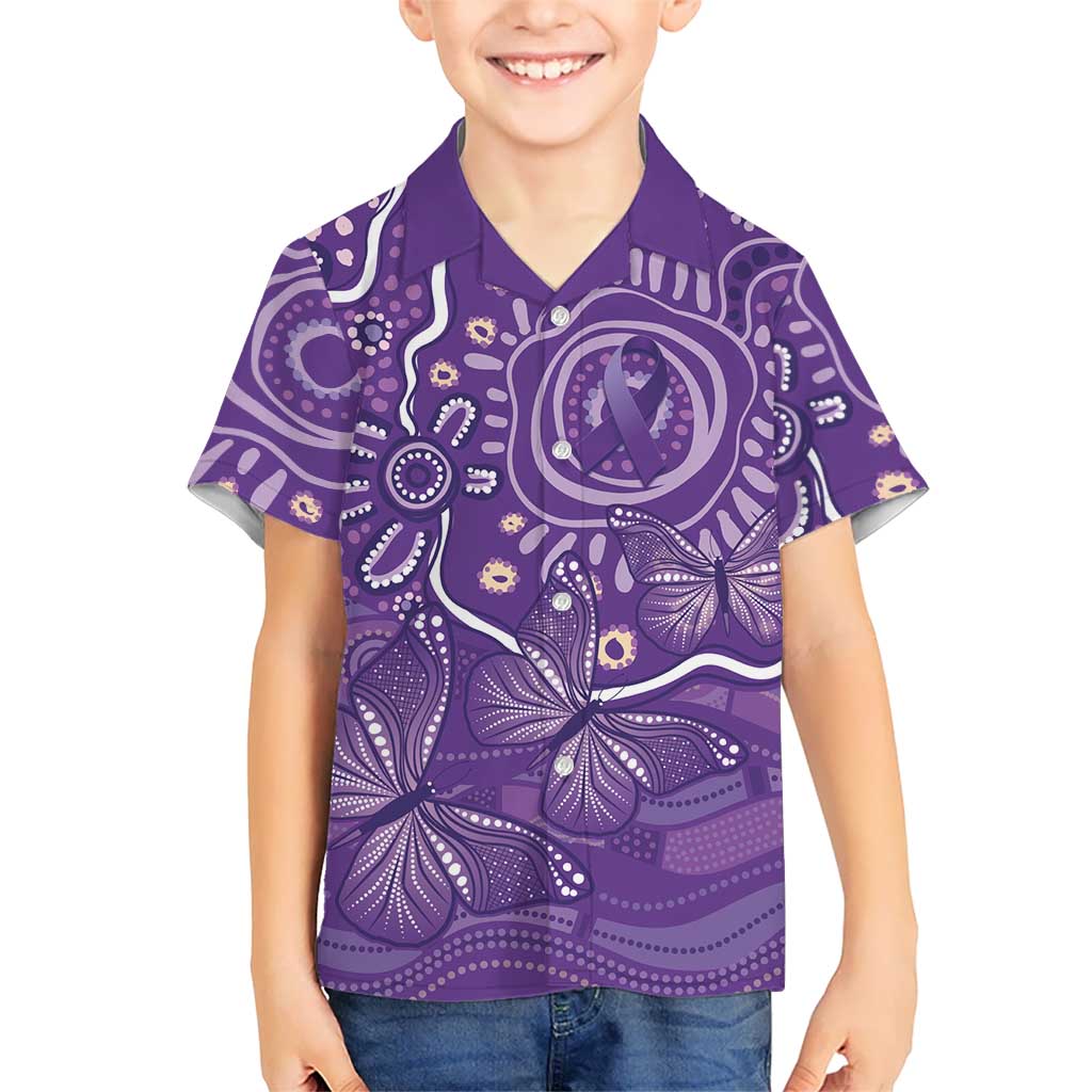 Australia Lupus Awareness Indigenous Hawaiian Shirt Purple Ribbon Aboriginal Butterflies