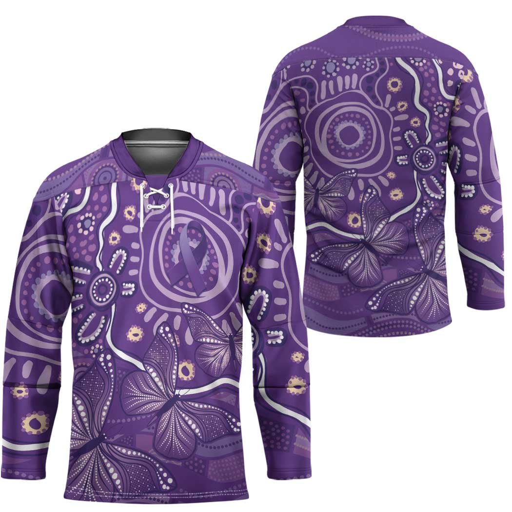Australia Lupus Awareness Indigenous Hockey Jersey Purple Ribbon Aboriginal Butterflies