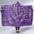 Australia Lupus Awareness Indigenous Hooded Blanket Purple Ribbon Aboriginal Butterflies