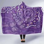 Australia Lupus Awareness Indigenous Hooded Blanket Purple Ribbon Aboriginal Butterflies