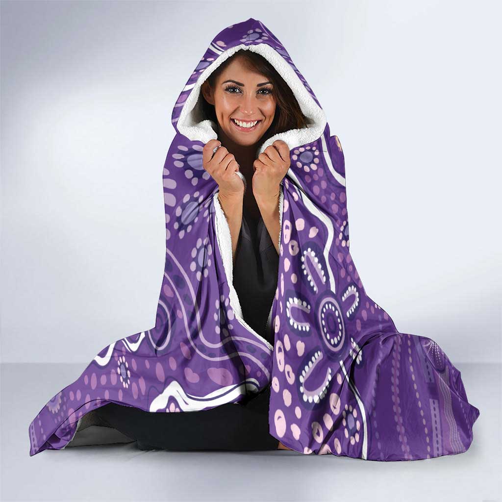 Australia Lupus Awareness Indigenous Hooded Blanket Purple Ribbon Aboriginal Butterflies