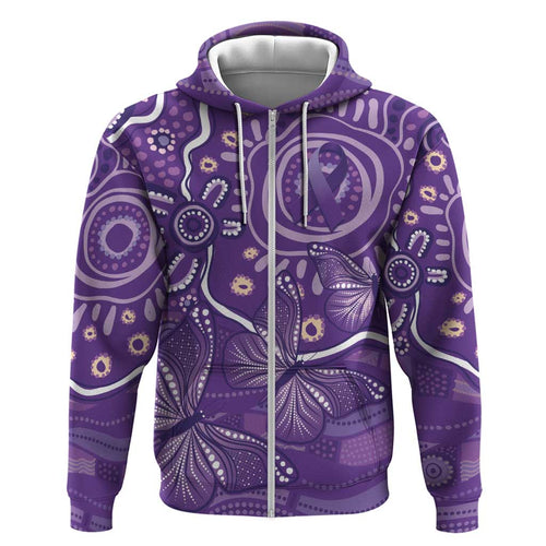 Australia Lupus Awareness Indigenous Hoodie Purple Ribbon Aboriginal Butterflies