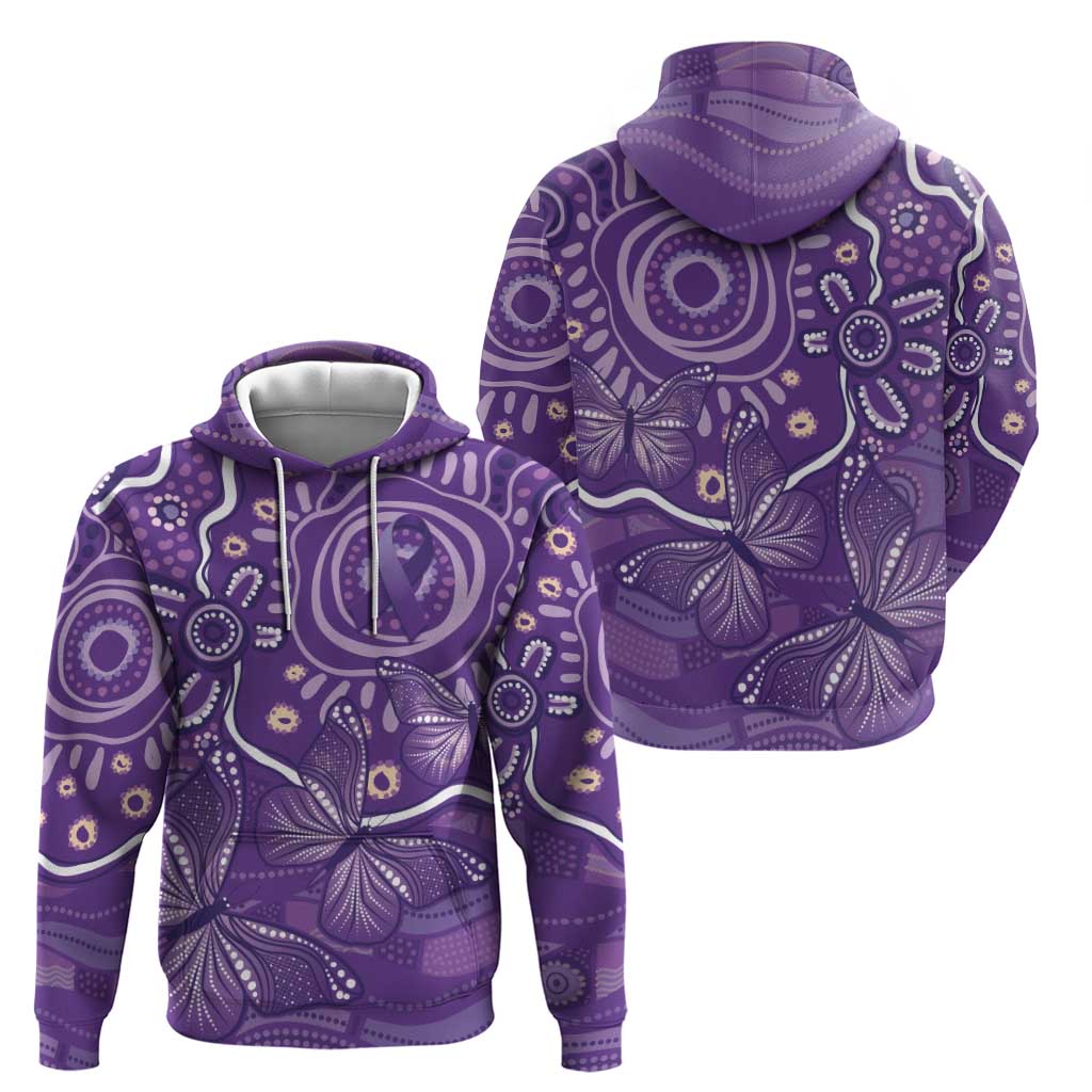 Australia Lupus Awareness Indigenous Hoodie Purple Ribbon Aboriginal Butterflies