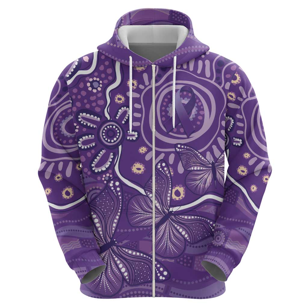 Australia Lupus Awareness Indigenous Hoodie Purple Ribbon Aboriginal Butterflies
