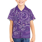 Australia Lupus Awareness Indigenous Kid Hawaiian Shirt Purple Ribbon Aboriginal Butterflies