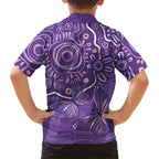 Australia Lupus Awareness Indigenous Kid Hawaiian Shirt Purple Ribbon Aboriginal Butterflies