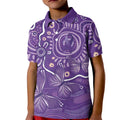 Australia Lupus Awareness Indigenous Kid Polo Shirt Purple Ribbon Aboriginal Butterflies