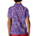 Australia Lupus Awareness Indigenous Kid Polo Shirt Purple Ribbon Aboriginal Butterflies