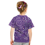 Australia Lupus Awareness Indigenous Kid T Shirt Purple Ribbon Aboriginal Butterflies