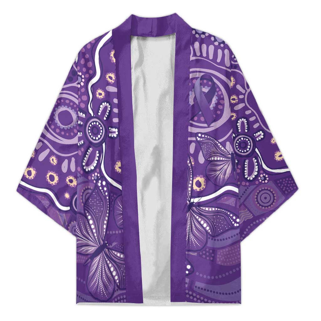 Australia Lupus Awareness Indigenous Kimono Purple Ribbon Aboriginal Butterflies