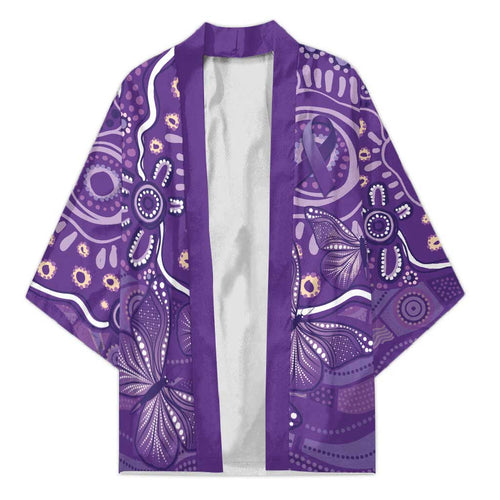 Australia Lupus Awareness Indigenous Kimono Purple Ribbon Aboriginal Butterflies
