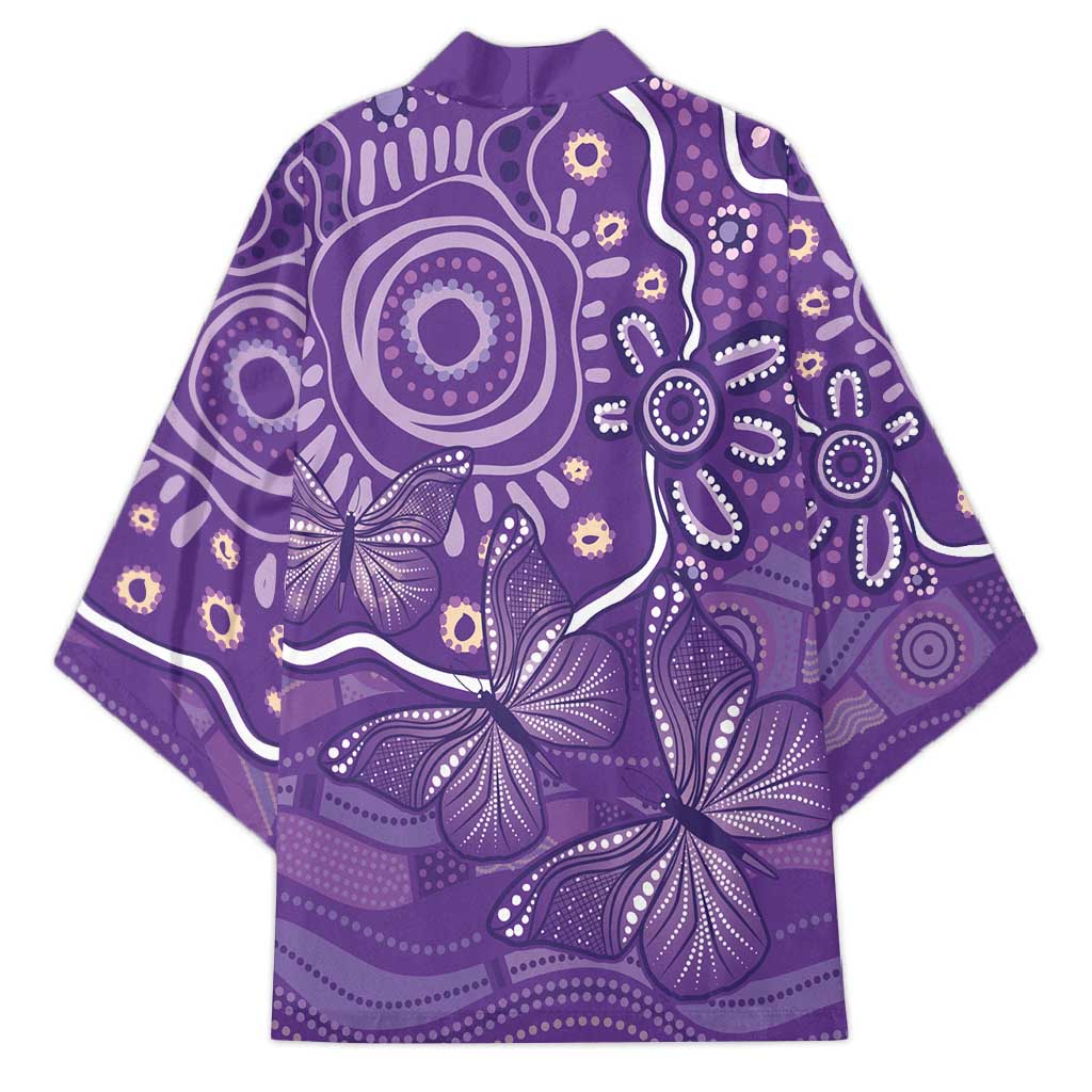 Australia Lupus Awareness Indigenous Kimono Purple Ribbon Aboriginal Butterflies